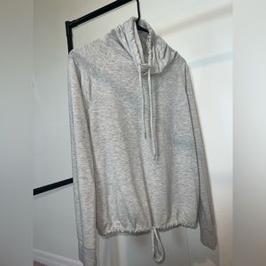 Silver fitted hoodie with drawstring turtleneck